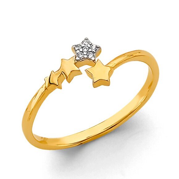 New 14K Yellow Gold CZ Star Stackable Ring size 5 6 7 8 9